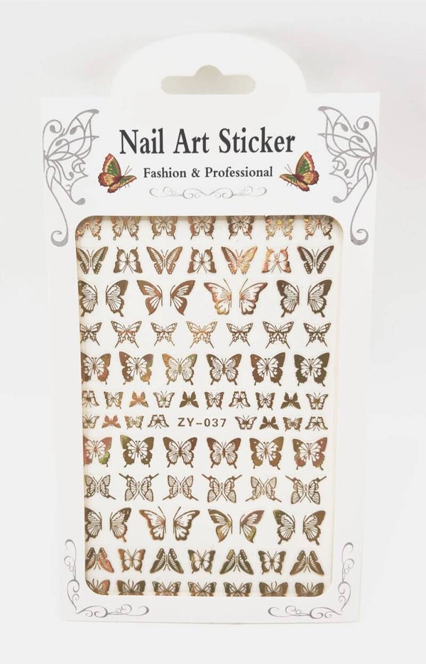 Goude holografische vlinder stickers