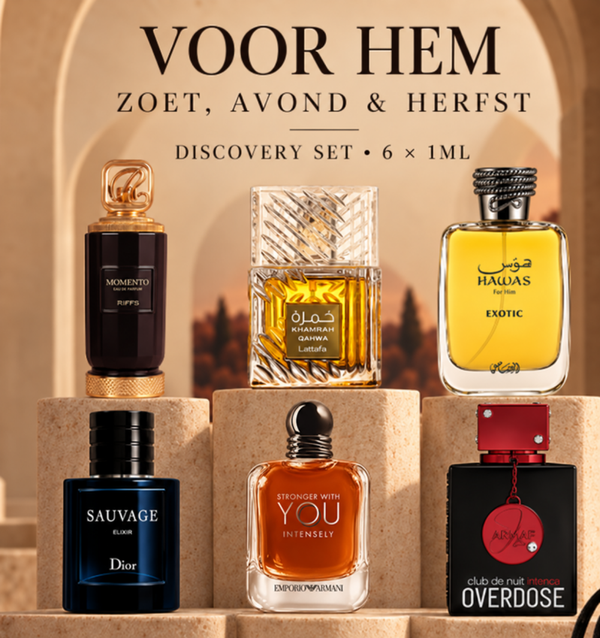 Voor Hem Zoet, Avond & Herfst Discovery Set Parfum samples / decants