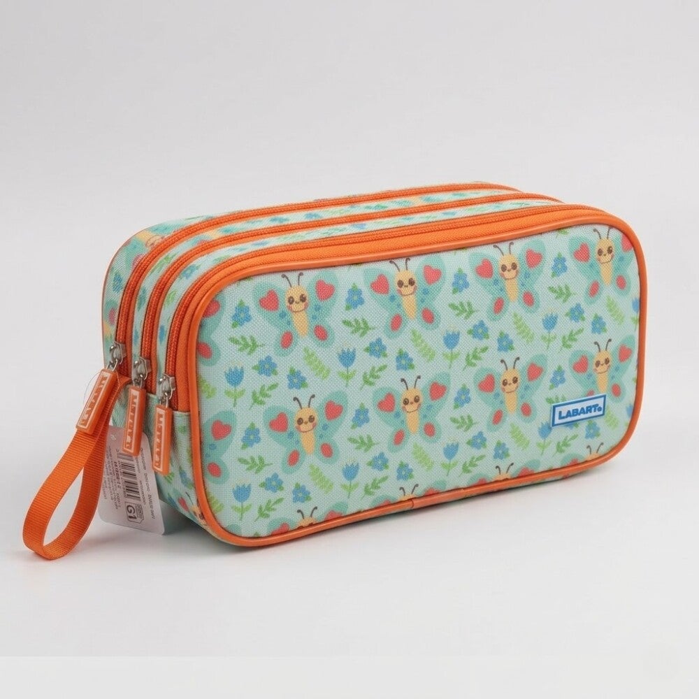 Estuche portatodo triple cremallera Mariposa Lagarto