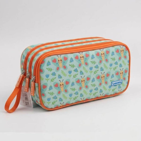 Estuche portatodo triple cremallera Mariposa Lagarto