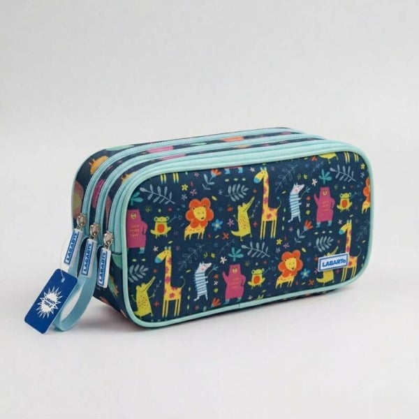 Estuche portatodo triple cremallera Animales Lagarto