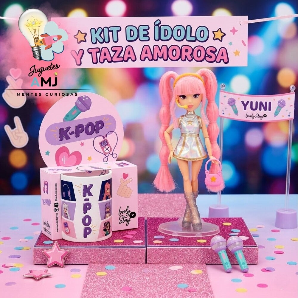 K-Pop Kit Regalo Muñeca Yuni y Taza Lovely