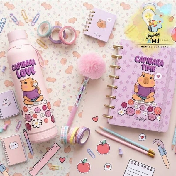 Kit Regalo Capibara Love Botella altavoz Lovely y Libreta