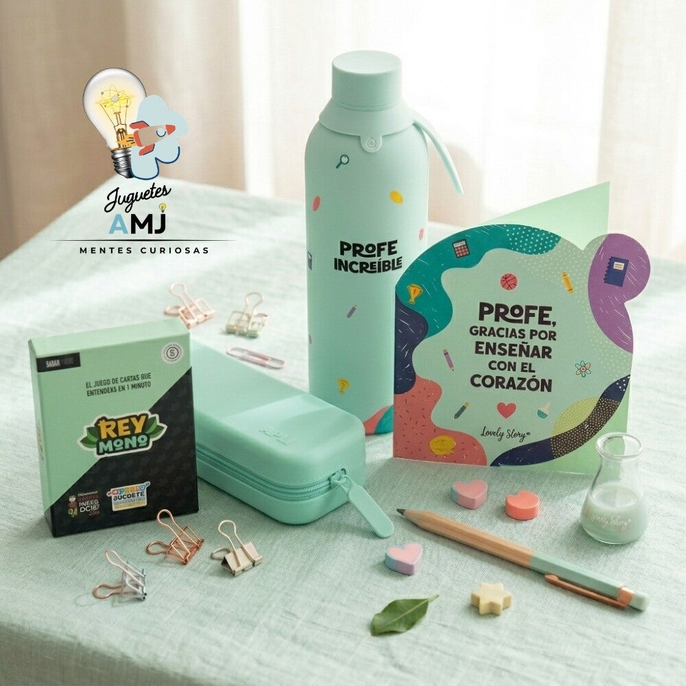 Kit Regalo Super Profe Botella, estuche y Juego Rey Mono