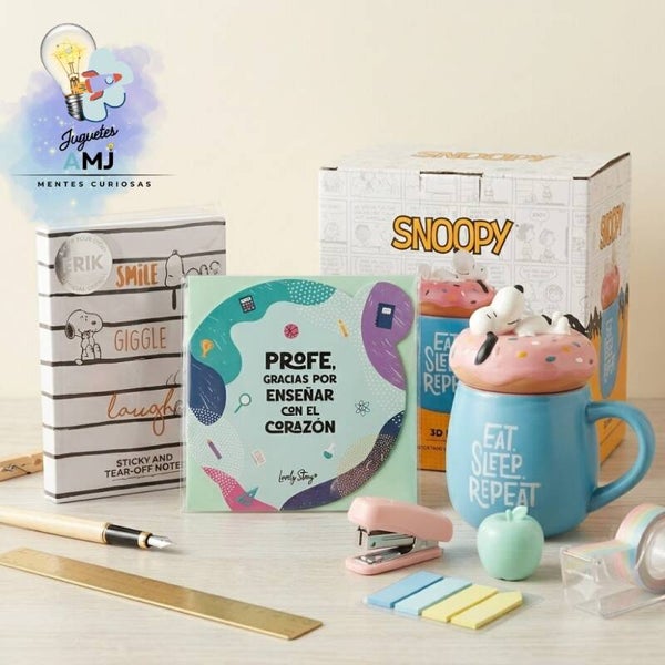 Kit Regalo Super Profe Taza y Bloc Notas Snoopy