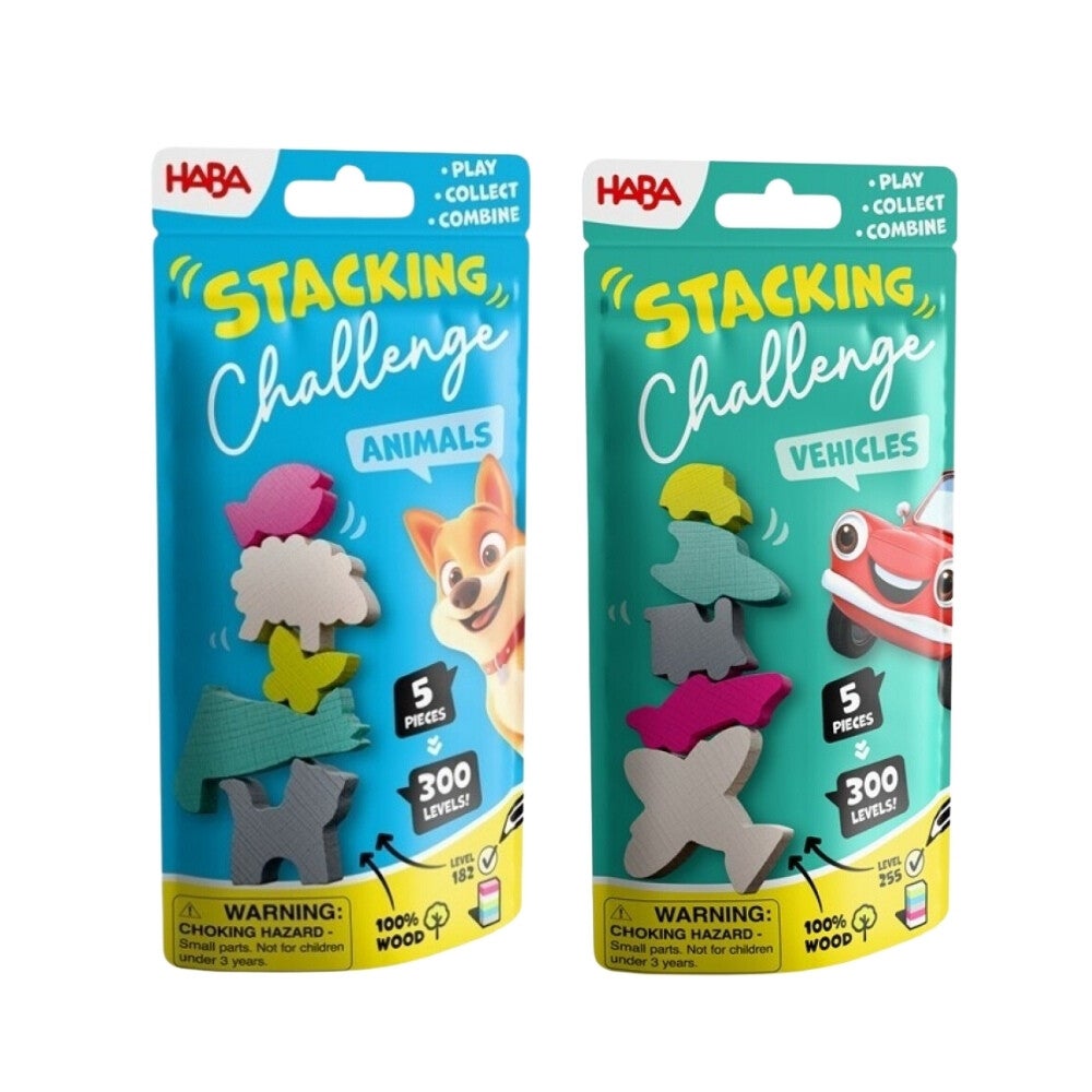 Pack 2 Stacking Challenge Animals y Vehicles HABA