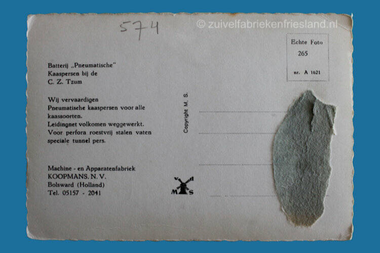 Ansichtkaart zuivelfabriek Tzum