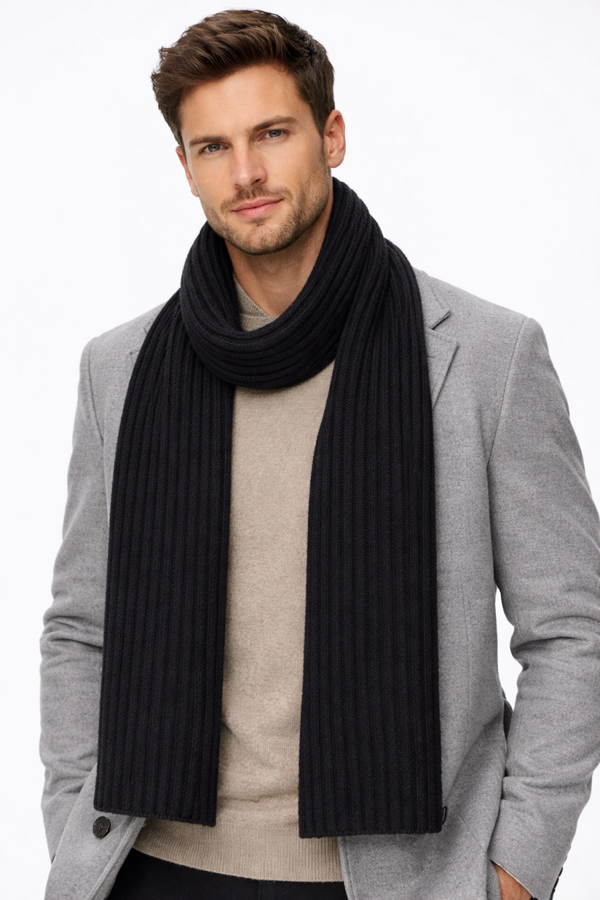 Morbidissima Sciarpa a Coste Unisex in Puro Cashmere 30x180 cm Made in Italy Accessorio Elegante e sempre alla moda