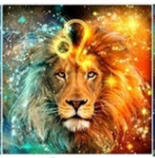 Diamond painting, thema horoscoop: leeuw , 30x30cm  ( Dionys design 14)