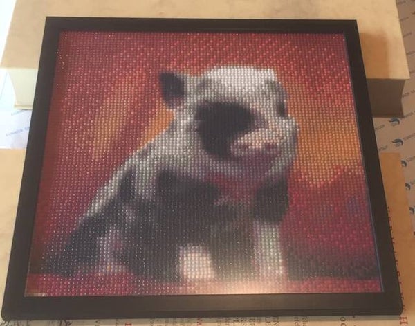 afgewerkte diamond painting: varken