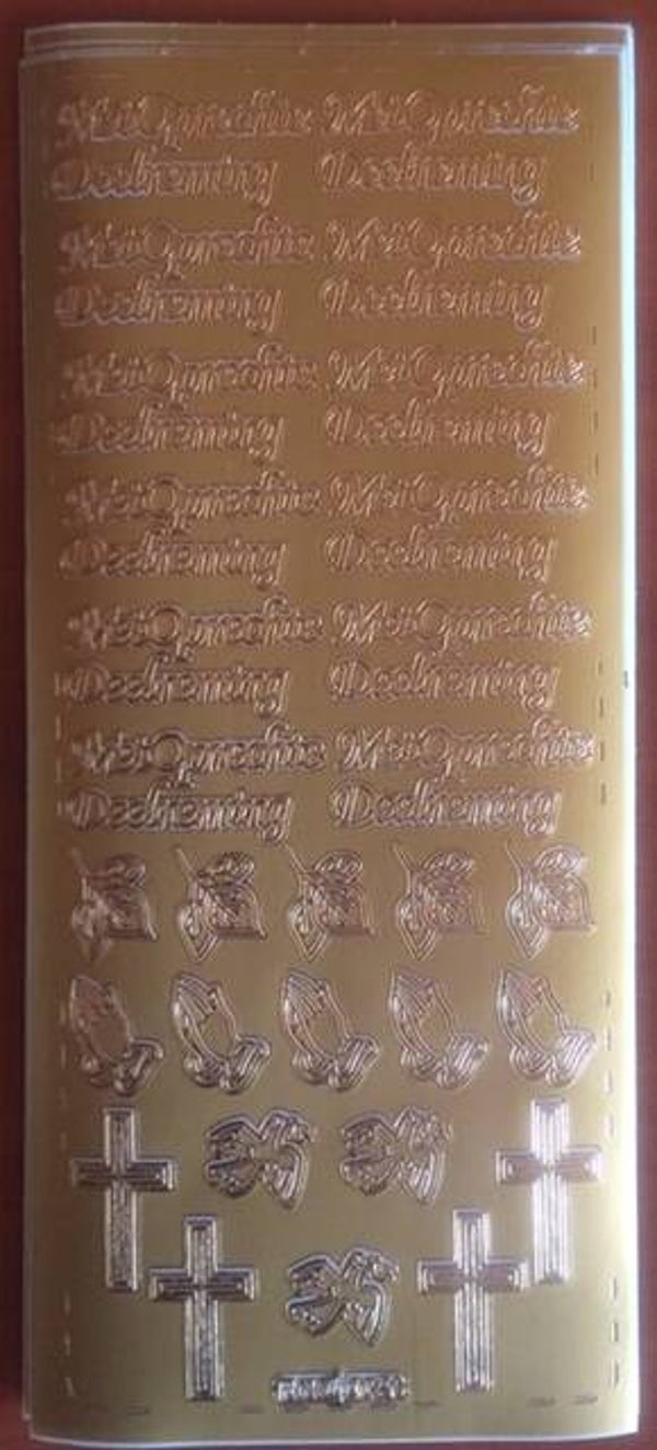 Stickervel ( per stuk): " met oprechte deelneming", goud ( Dionys design 1)