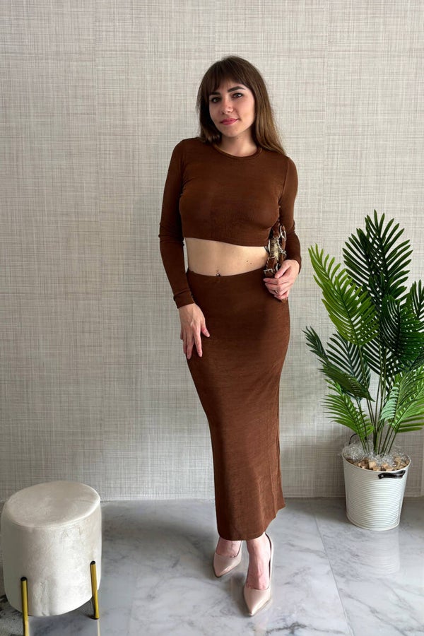 Coordinato gonna e maglia- marrone