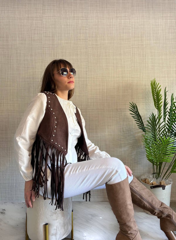 Gilet marrone Boho