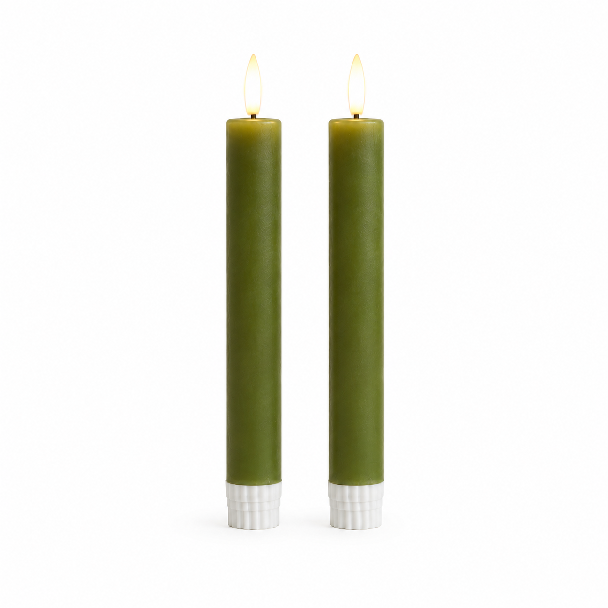 LED Dinerkaarsen Olijf groen – Set van 2 – 12,5 cm Countryfield