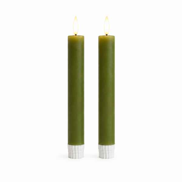 LED Dinerkaarsen Olijf groen – Set van 2 – 12,5 cm Countryfield