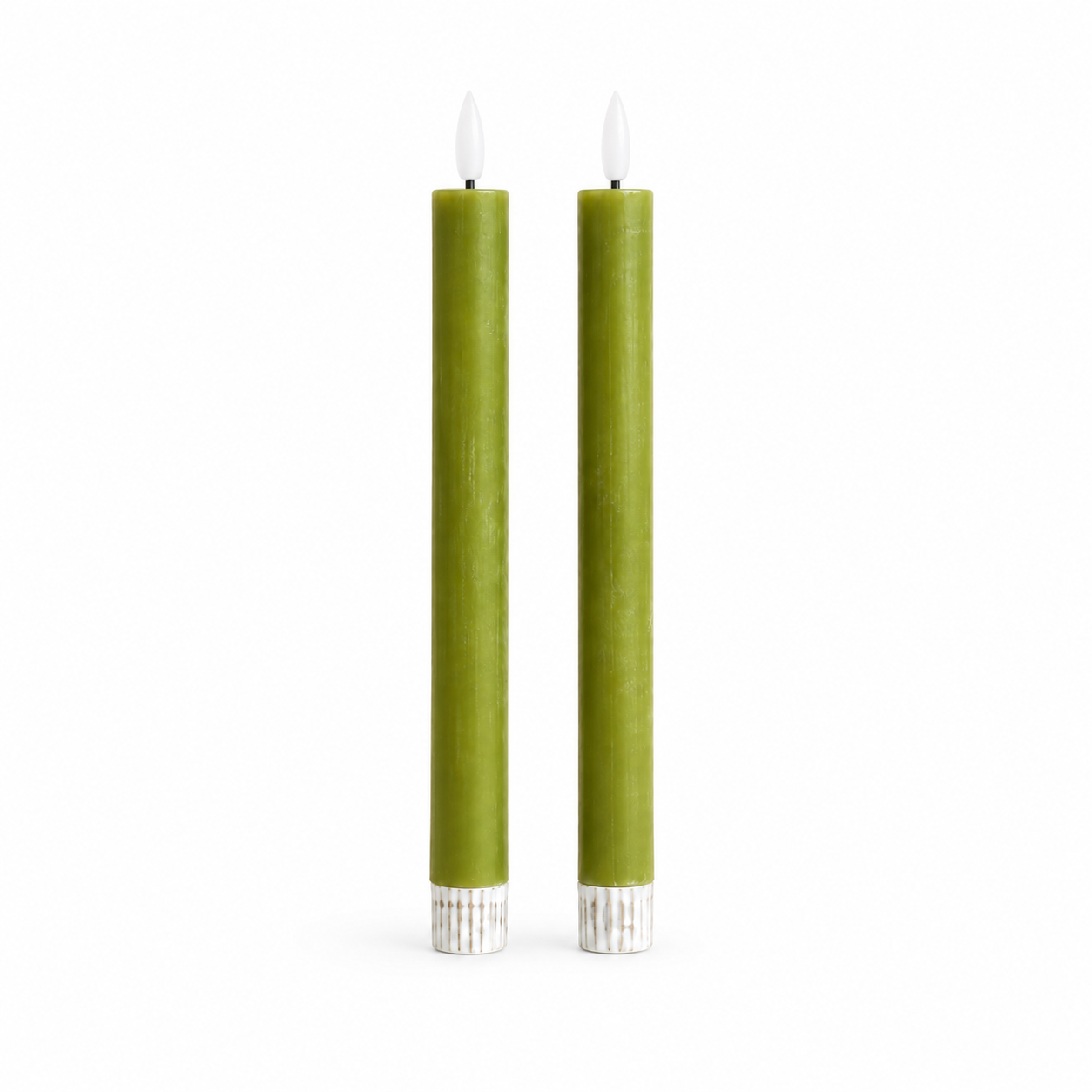 LED Dinerkaarsen Olijf groen – Set van 2 – 22 cm Countryfield