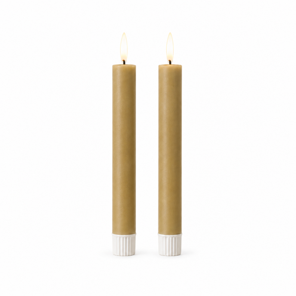 LED Dinerkaarsen Taupe – Set van 2 – 12,5 cm – Countryfield