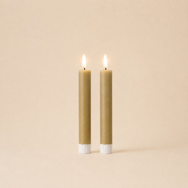 LED Dinerkaarsen Taupe – Set van 2 – 12,5 cm – Countryfield
