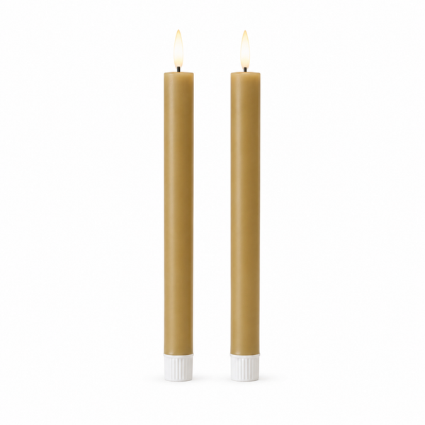 LED Dinerkaarsen Taupe – Set van 2 – 22 cm – Countryfield