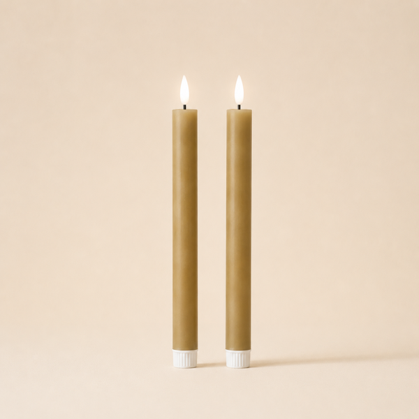 LED Dinerkaarsen Taupe – Set van 2 – 22 cm – Countryfield