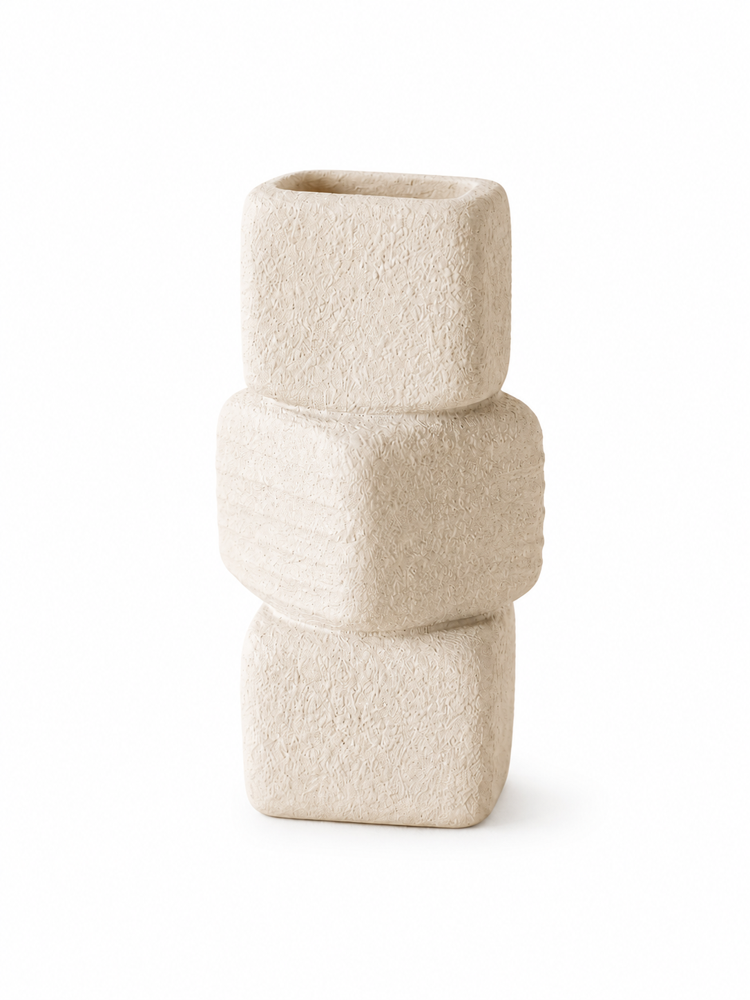 Bloempot Stone Look Cubic White