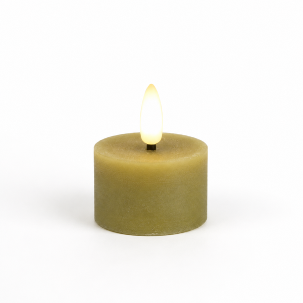 LED Waxinelicht Olijf Groen (Set van 2) 3.9 x 3.9 x 2.5 cm