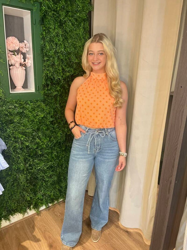 Polka Dots Top Orange