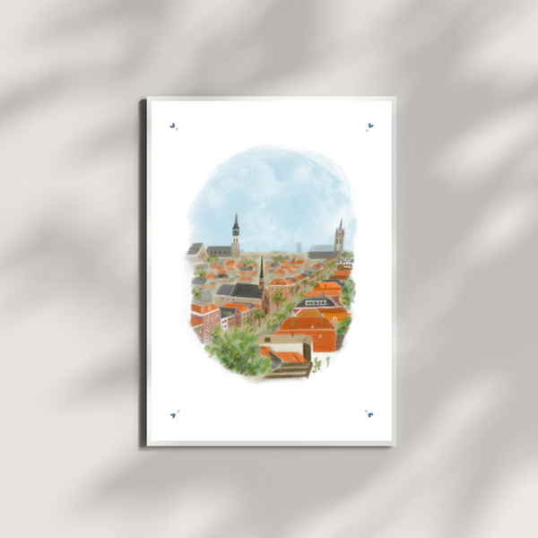 A5 print zicht over Delft