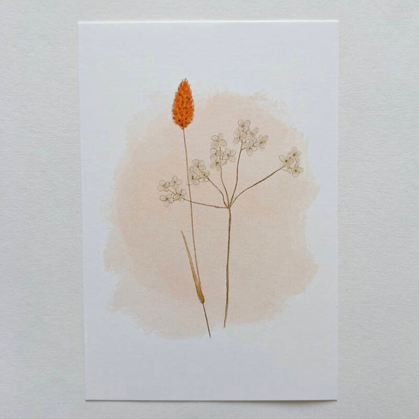 A5 print droogbloemen oranje