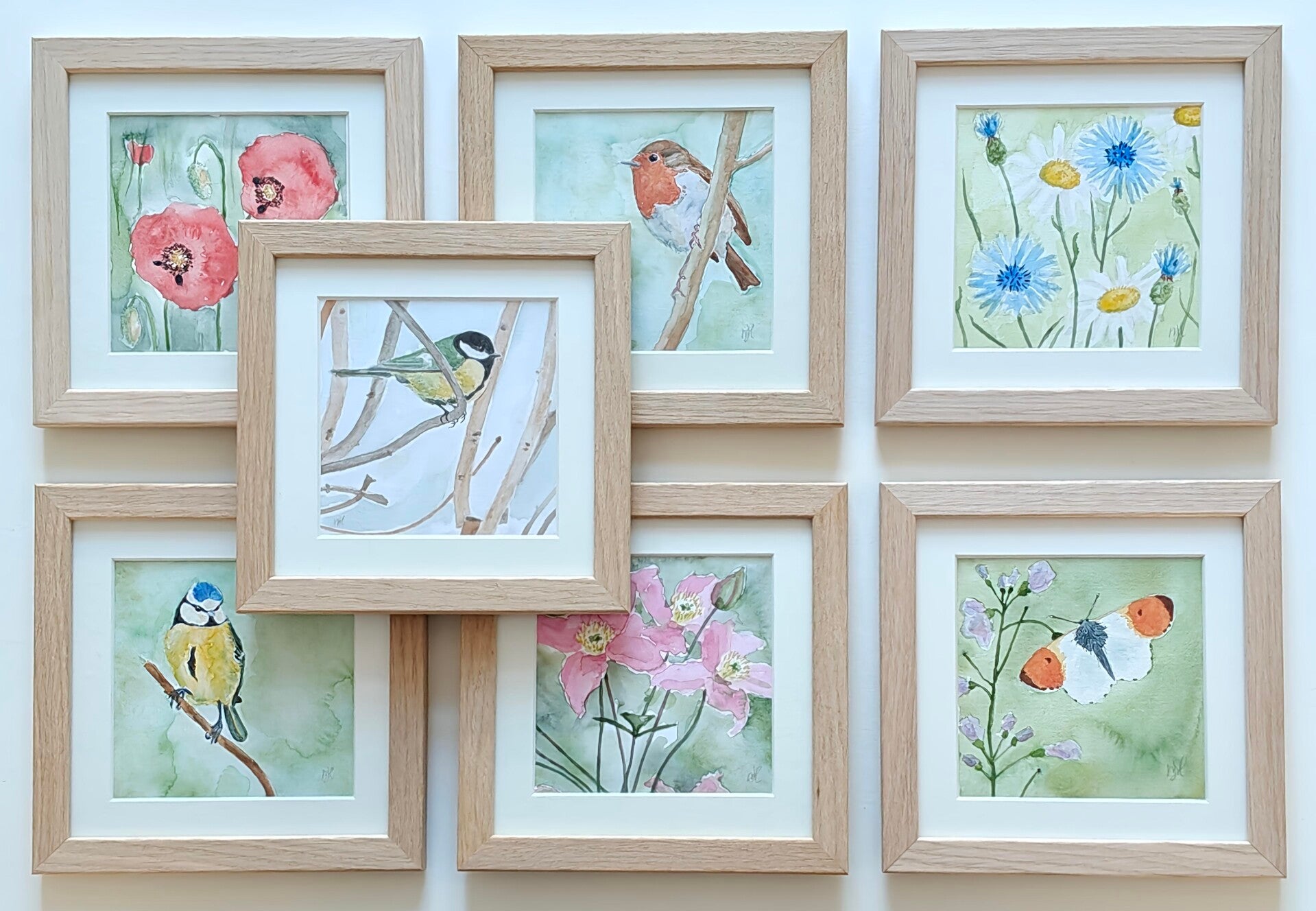 Overzicht van 7 aquarelllen Studio Mouche Delft
