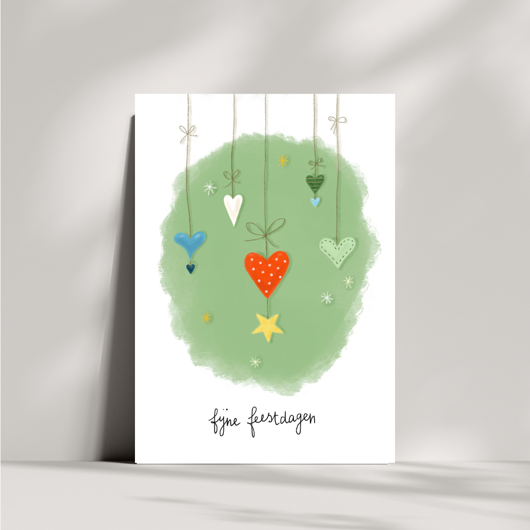 Kerstkaart met hartjes