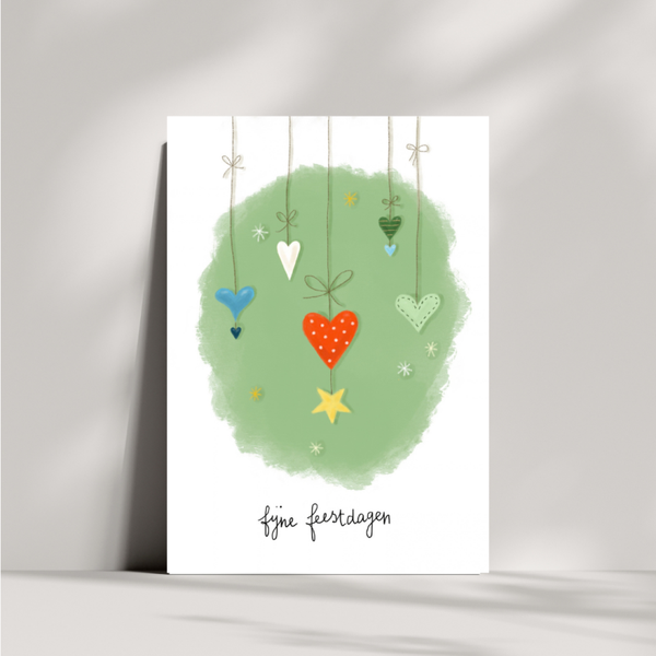 Kerstkaart met hartjes
