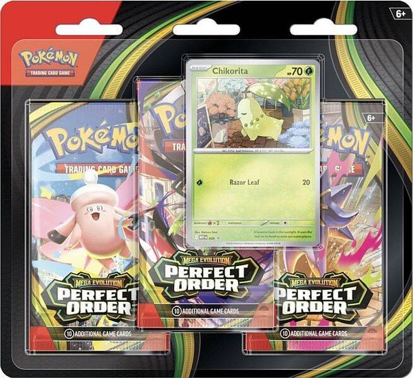Pokemon 3 Pack Blister - Perfect Order - Chikorita