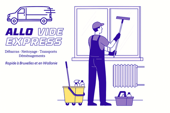 Agent de nettoyage effectuant une remise en état complète après travaux avec nettoyage en profondeur, assainissement et lavage de sols dans un bâtiment à Bruxelles et en Wallonie.