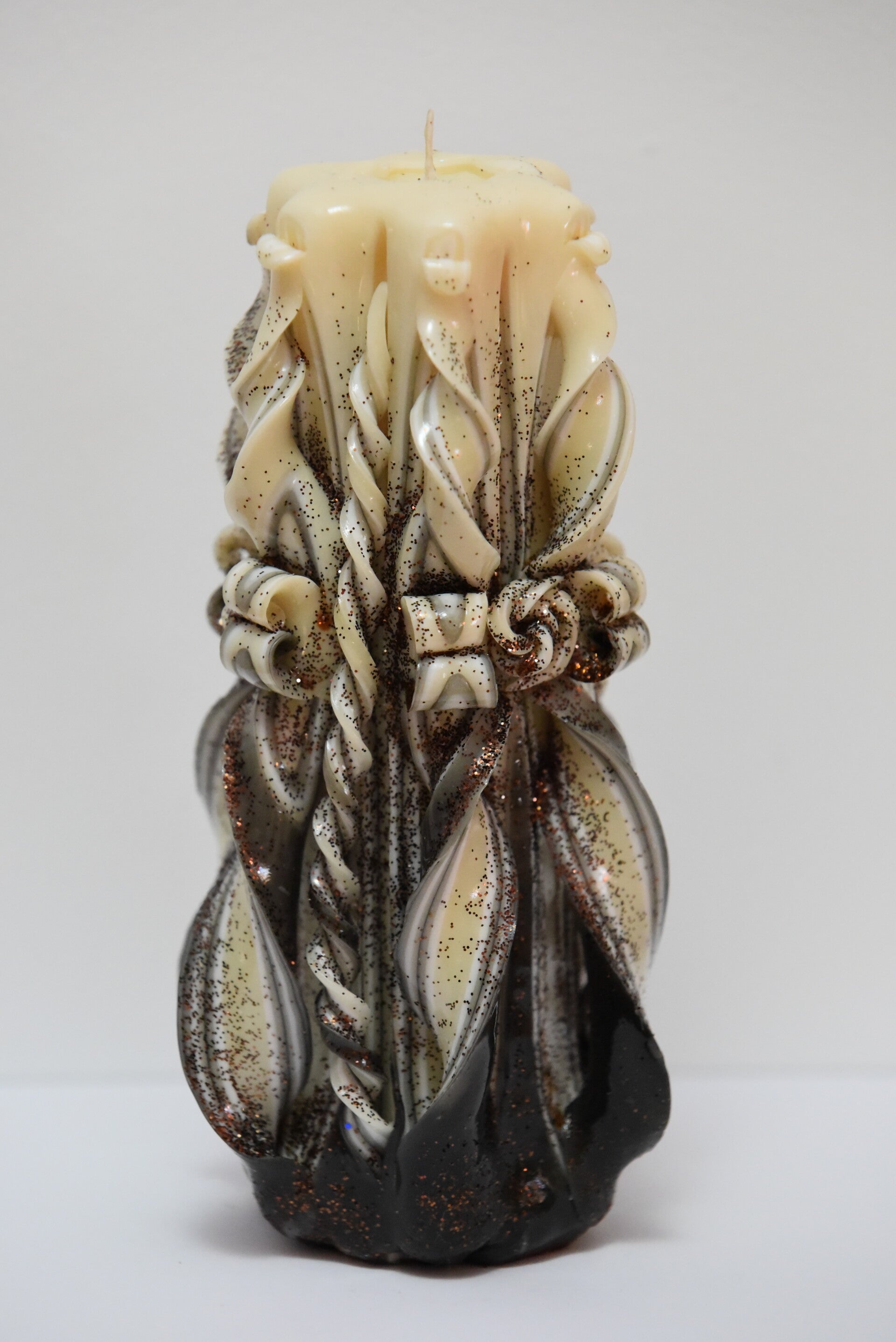 Moyenne bougie sculptée - Marron