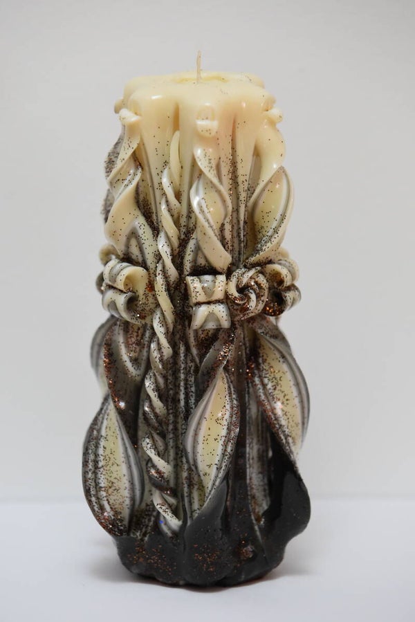 Moyenne bougie sculptée - Marron