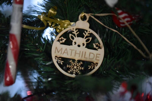 Boule de noël en bois - Personnalisé