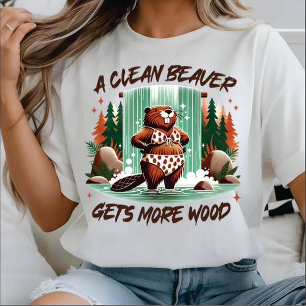 A Clean Beaver Gets More Wood DTF Print