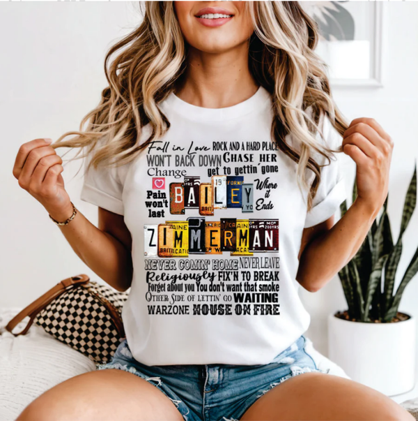 Bailey Zimmerman Songs DTF Print