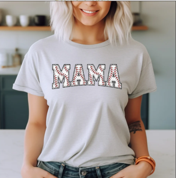 MAMA With Baseball Stitching DTF Print