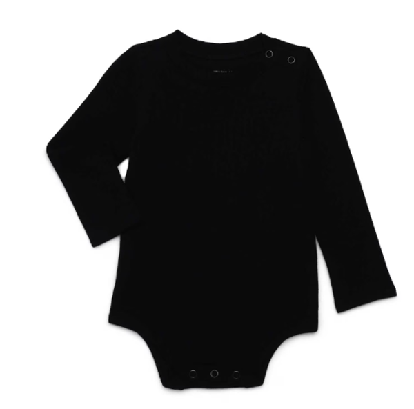 Infant Unisex Waffle Thermal Long Sleeve Onesie BLACK