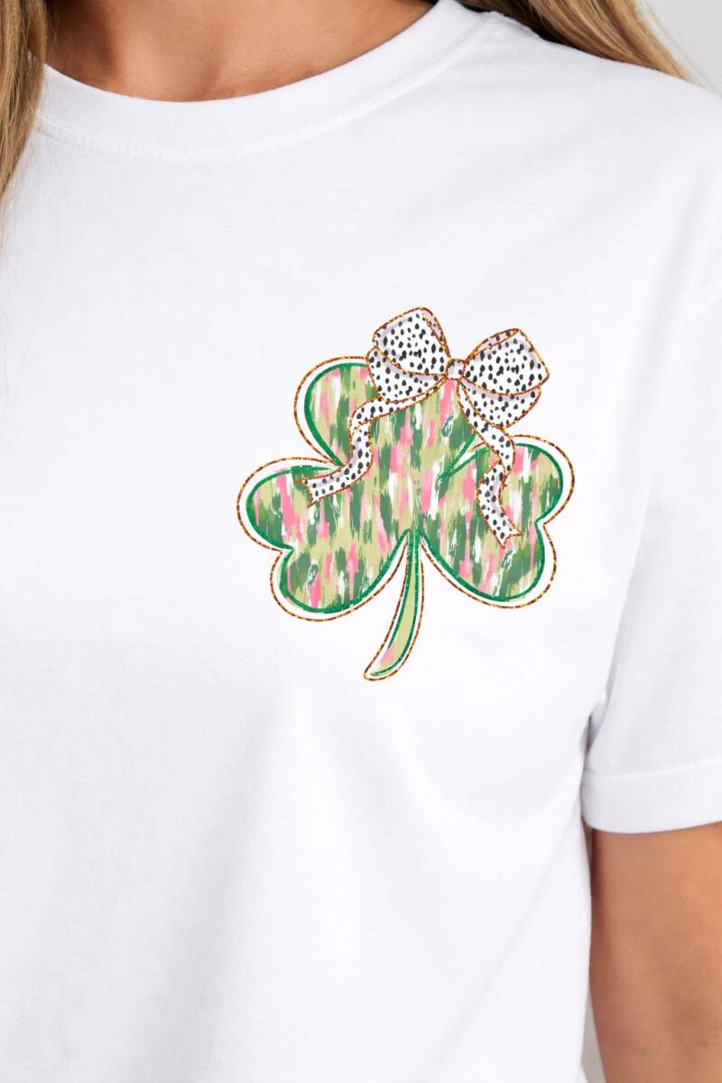 St. Patrick's Day Cloverleaf w/Bow DTF Print LARGE