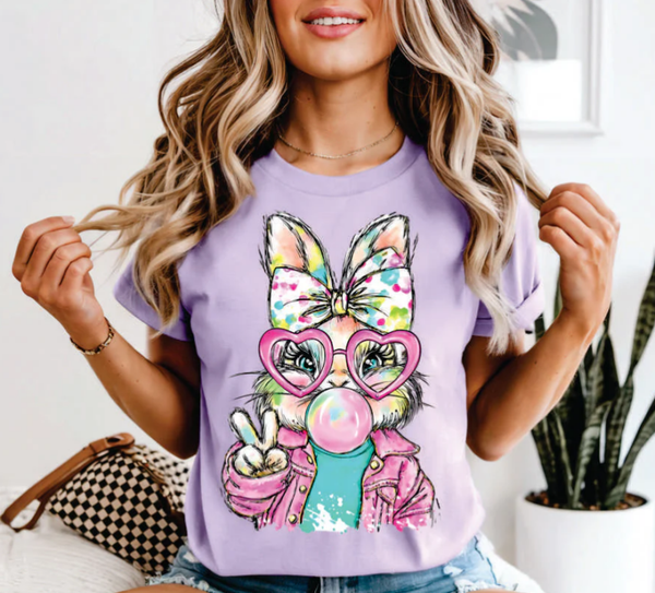 Easter Bubble Gum Bunny Pink DTF Print