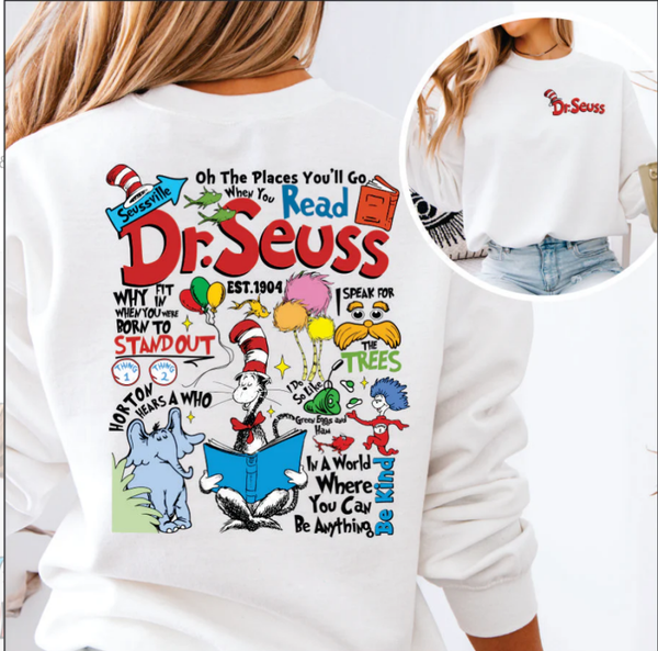 Dr. Suess Front and Back Design DTF Print (ADULT)
