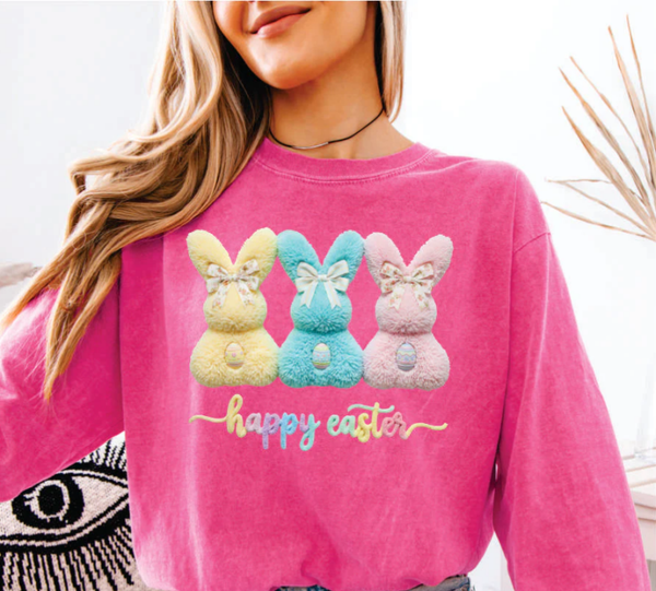 Happy Easter Trio Bunny DTF Print