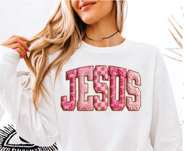 Faux Yarn Jesus DTF Print