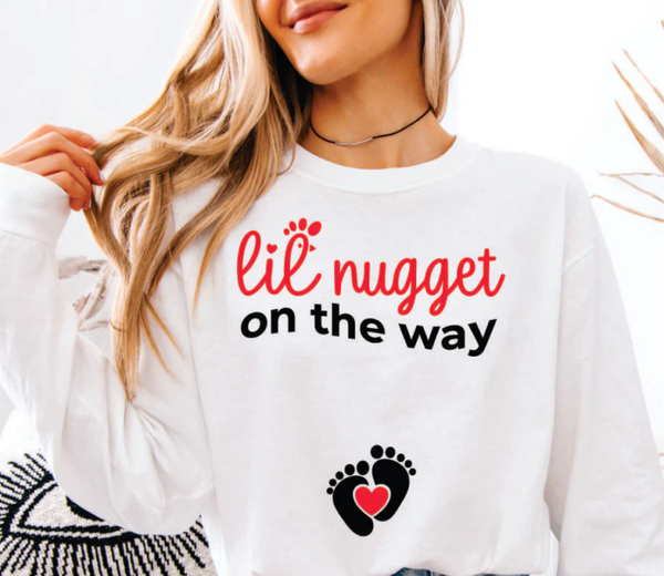 Lil Nugget On The Way Maternity DTF Print