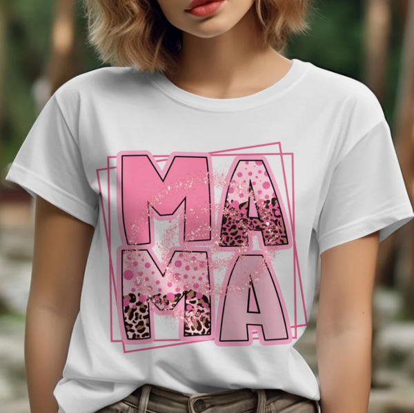 Pink and Cheetah MAMA DTF Print