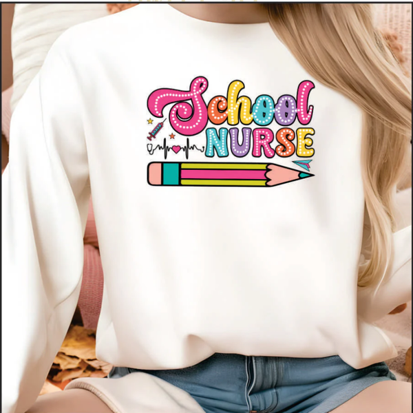 Adorable School Nurse In Bright Colors DTF Print