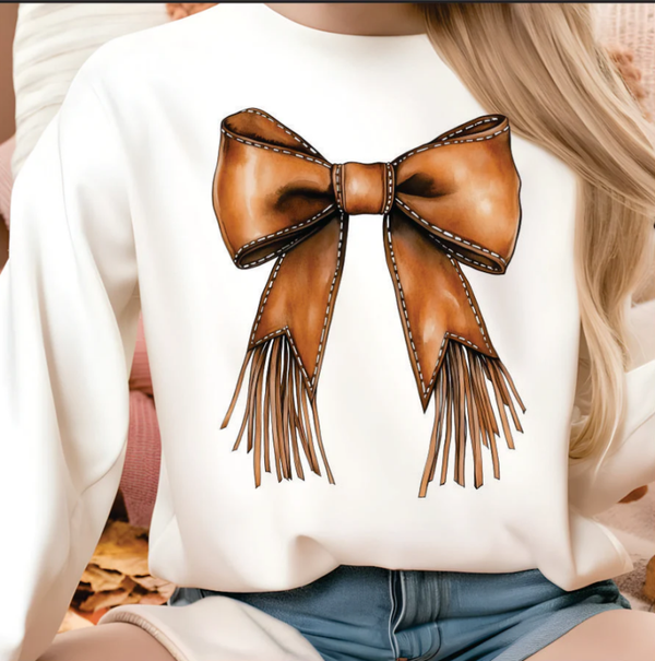 Brown Bow With Fringe DTF Print